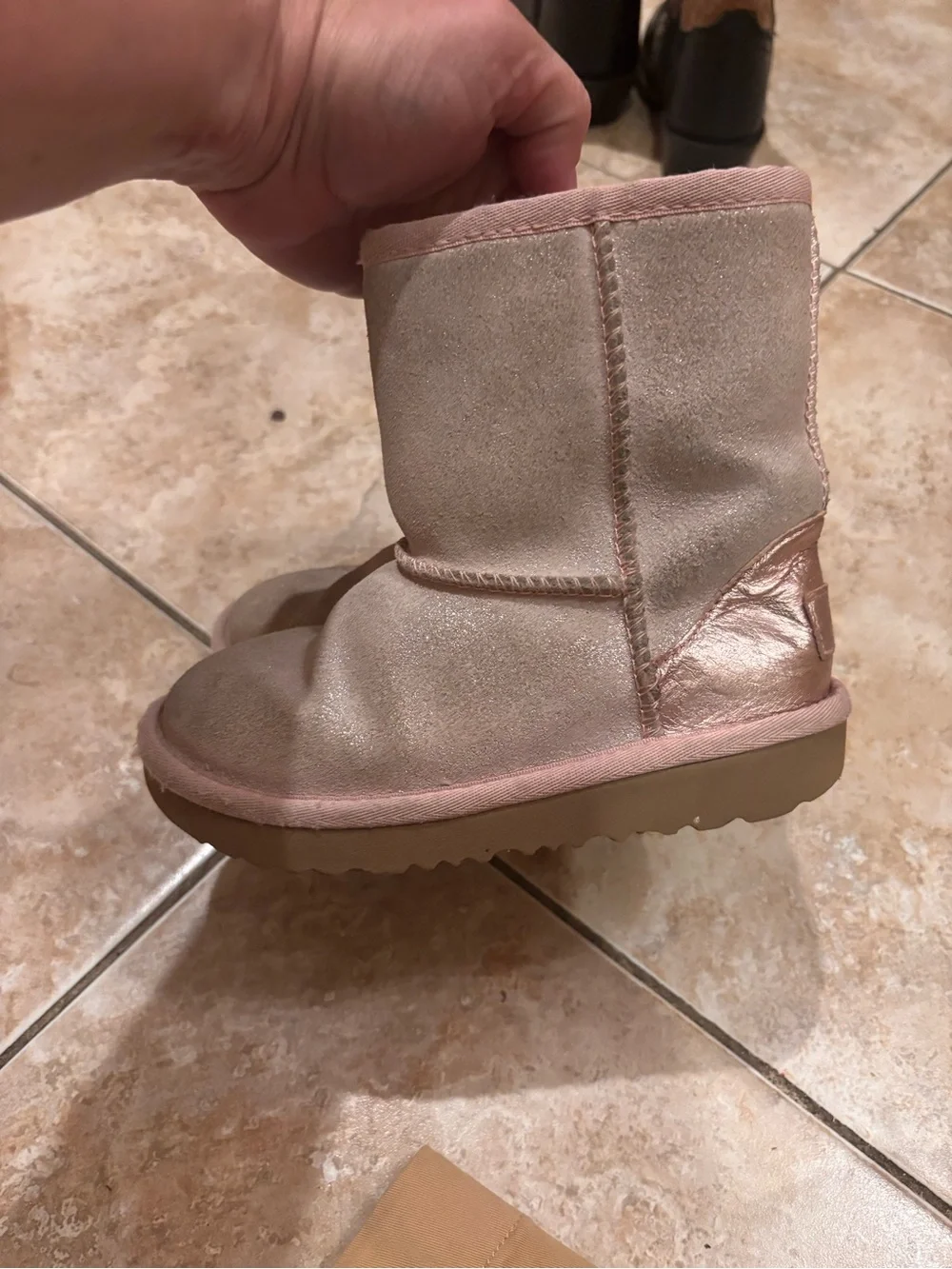 UGG Kids Blush Pink Shearling Short Boots